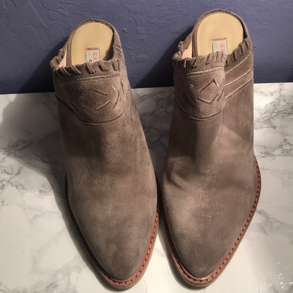 Chinese Laundry Taupe Suede Ankle Booties